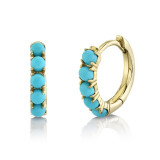 Shy Creation 14k Yellow Gold Composite Turquoise Huggie Earrings - SC55020208 photo